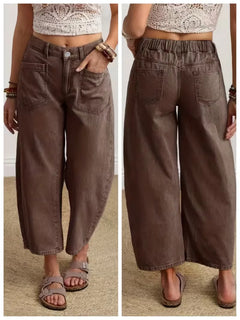 Wide leg broek met knoopsluiting