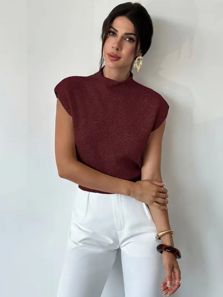 Mouwloos vest met mock neck