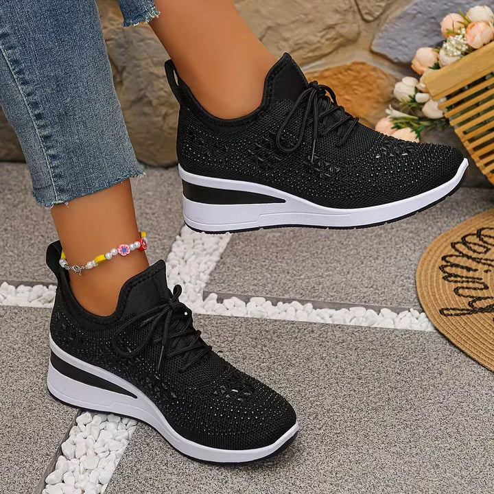 Platform sneakers met gebreide bovenkant