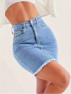 Denim rok met hoge taille
