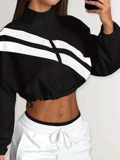 Track jacket met elastische manchetten