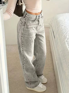 Straight jeans met mid-rise