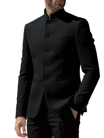 Blazer slim fit met mandarin collar