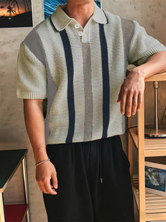 Polo met V-neck en korte mouw