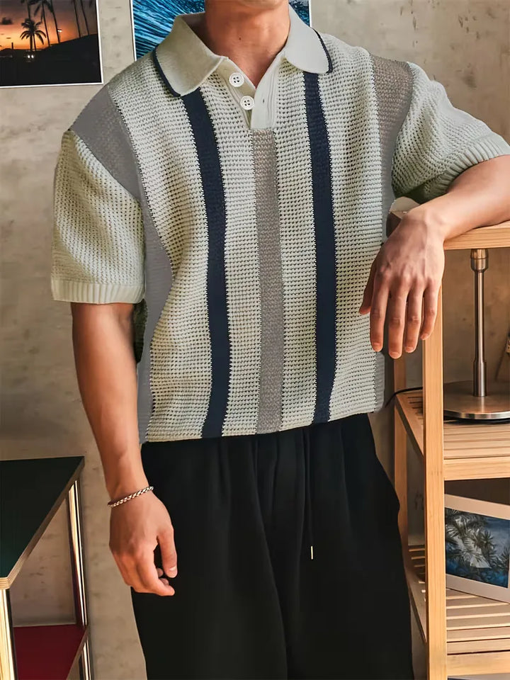 Polo met V-neck en korte mouw