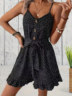 Playsuit met polka dot en V-hals
