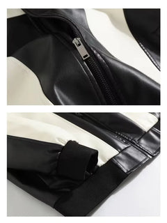 Leren jassen met color block patroon