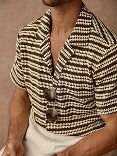 Korte mouw overhemd met jacquard streep