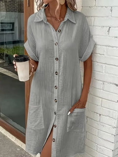 Overhemdjurk met V-neck en korte mouwen