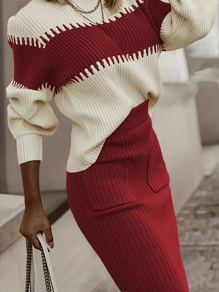 Tweedelige set met ribbed textuur