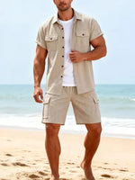 Shorts met button-up shirt
