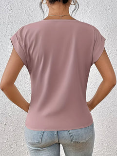 V-hals T-shirt met draped front