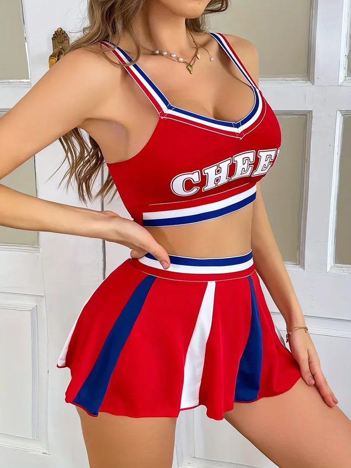 Badkleding cheerleader uniform met sportieve top en korte rok