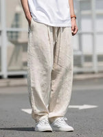 Baggy linnen broek met elastische tailleband
