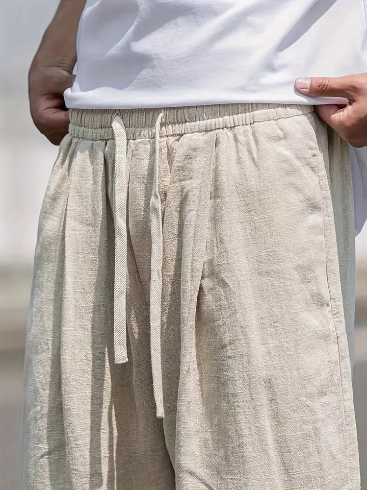 Baggy linnen broek met elastische tailleband