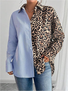Blouse met colorblock ontwerp en lange mouwen