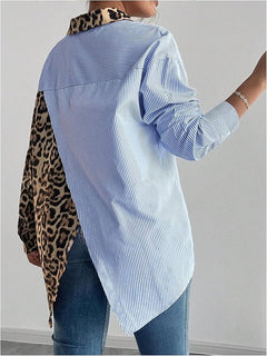 Blouse met colorblock ontwerp en lange mouwen