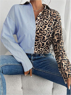 Blouse met colorblock ontwerp en lange mouwen