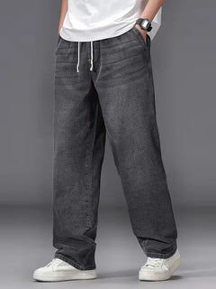 Broek met elastiek heren, los fit denim