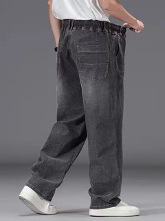 Broek met elastiek heren, los fit denim