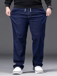 Broek met elastiek heren, los fit denim