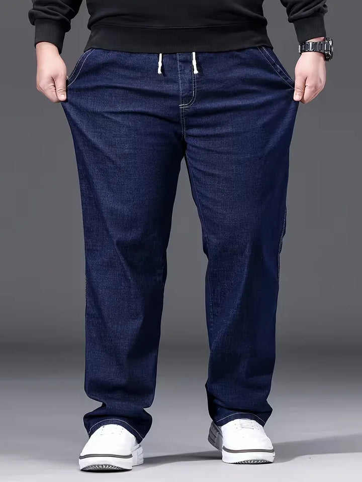 Broek met elastiek heren, los fit denim