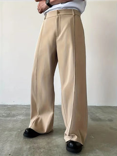Broek met geplooid design en losse rechte pijp