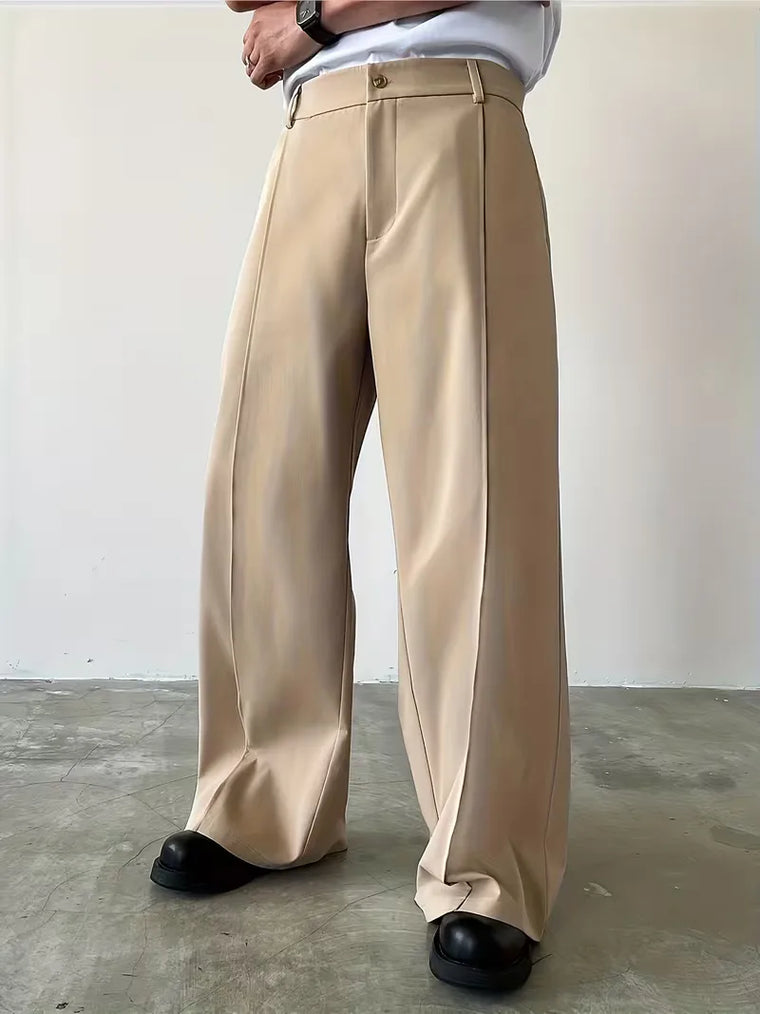 Broek met geplooid design en losse rechte pijp