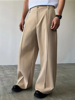 Broek met geplooid design en losse rechte pijp