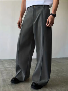 Broek met geplooid design en losse rechte pijp