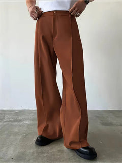 Broek met geplooid design en losse rechte pijp