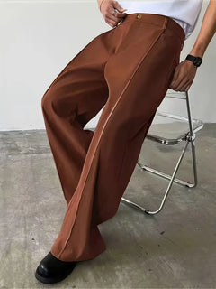 Broek met geplooid design en losse rechte pijp