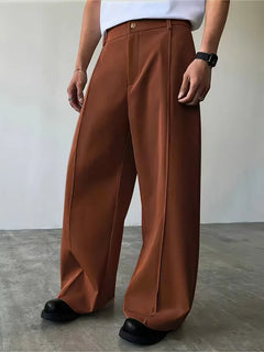 Broek met geplooid design en losse rechte pijp