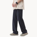 Broek met rechte pasvorm en elastische taille