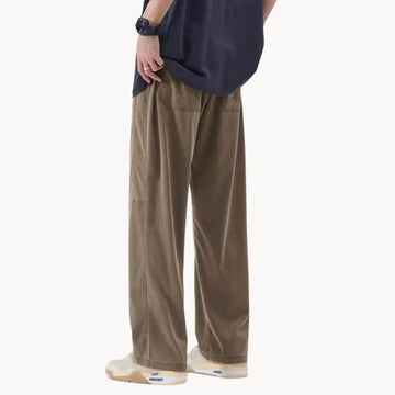 Broek met rechte pasvorm en elastische taille