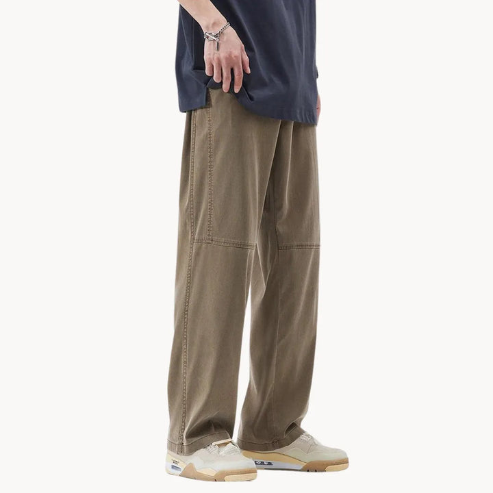 Broek met rechte pasvorm en elastische taille