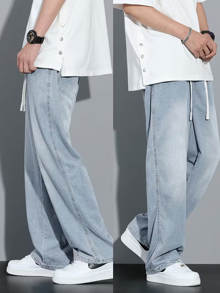 Broek met rechte pijp en losse pasvorm