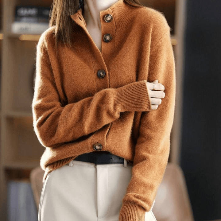 Cashmere cardigan met opstaande kraag