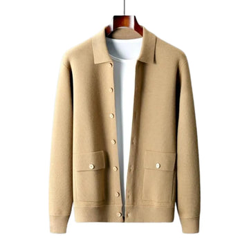 Cashmere jas met opstaande kraag en klepzakken