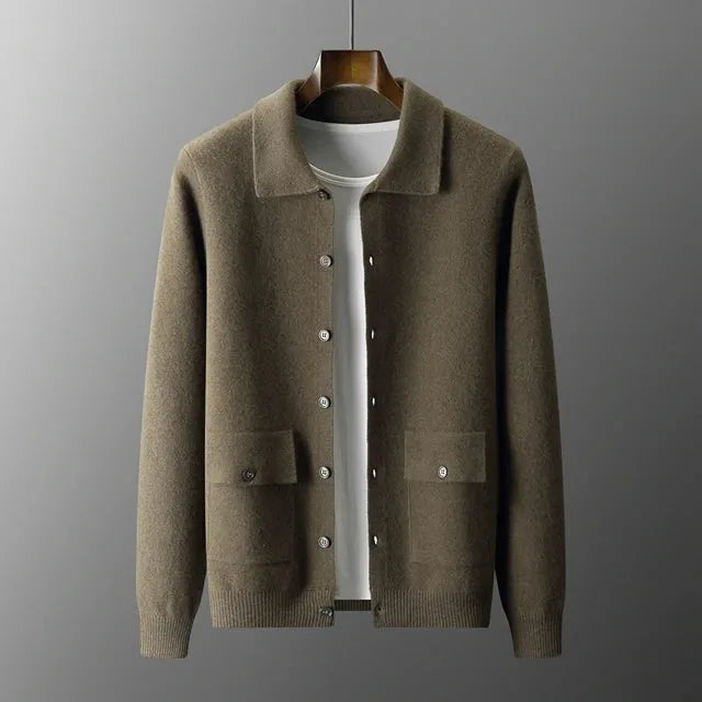 Cashmere jas met opstaande kraag en klepzakken