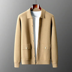 Cashmere jas met opstaande kraag en klepzakken