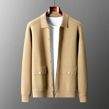 Cashmere jas met opstaande kraag en klepzakken