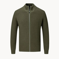 Cashmere trui met volledige rits en opstaande kraag