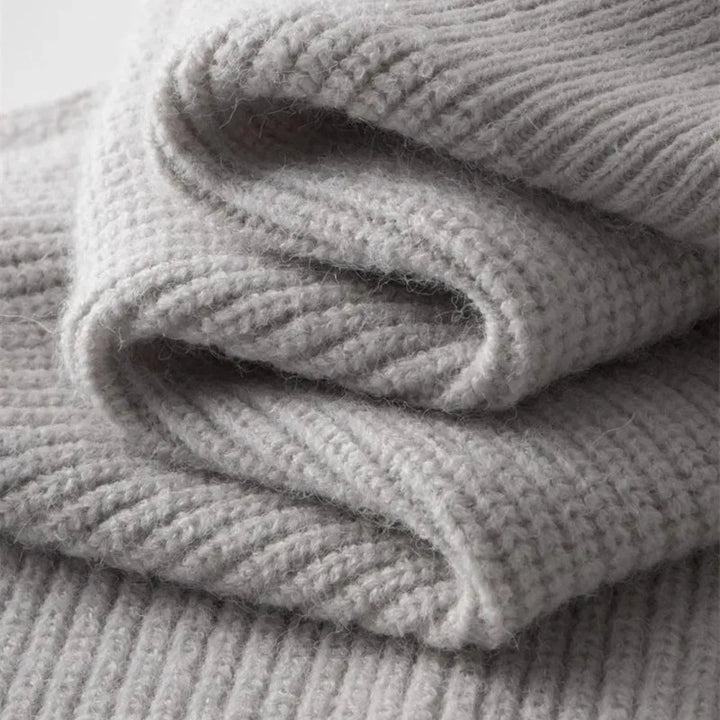 Cashmere trui met volledige rits en opstaande kraag