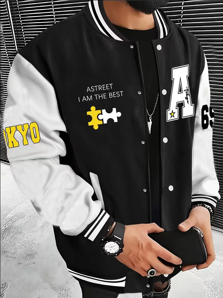 Casual jas met color-block ontwerp en baseball kraag