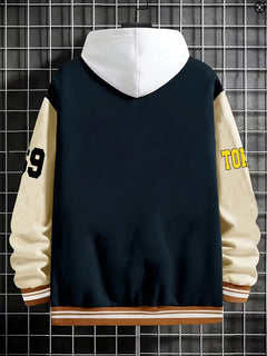 Casual jas met color-block ontwerp en baseball kraag