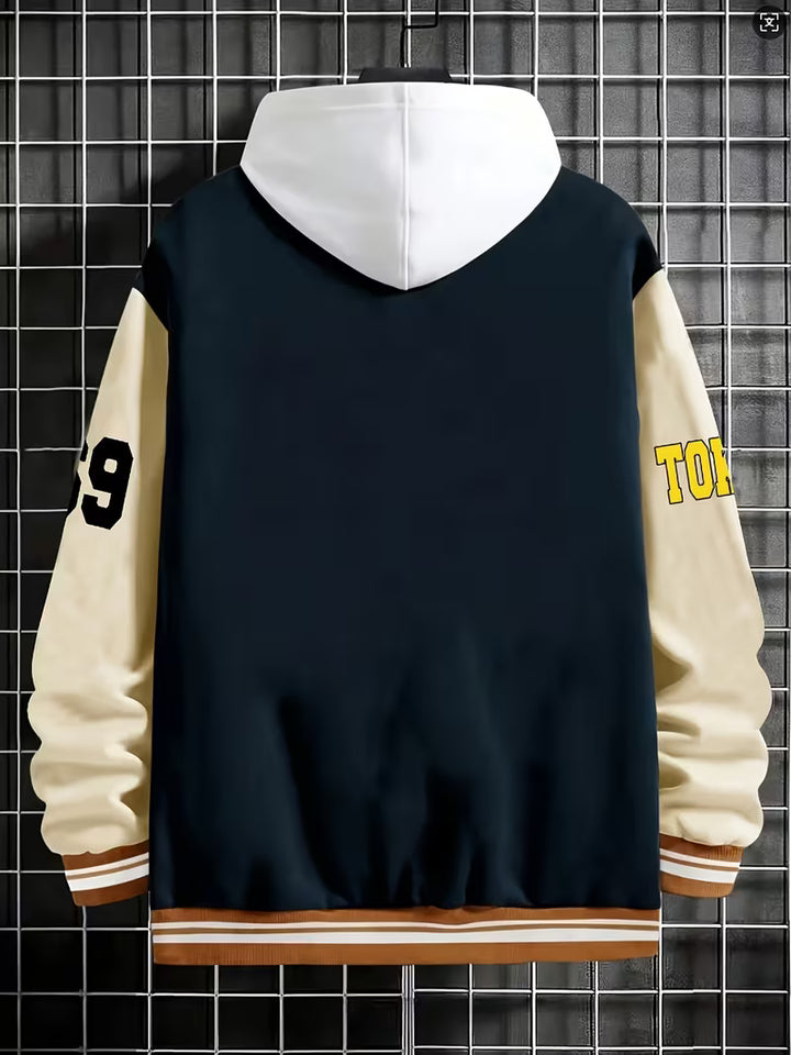 Casual jas met color-block ontwerp en baseball kraag