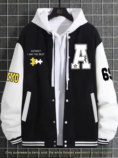 Casual jas met color-block ontwerp en baseball kraag