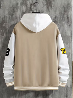 Casual jas met color-block ontwerp en baseball kraag