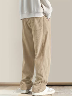 Corduroy broek met losse pasvorm en rechte pijpen